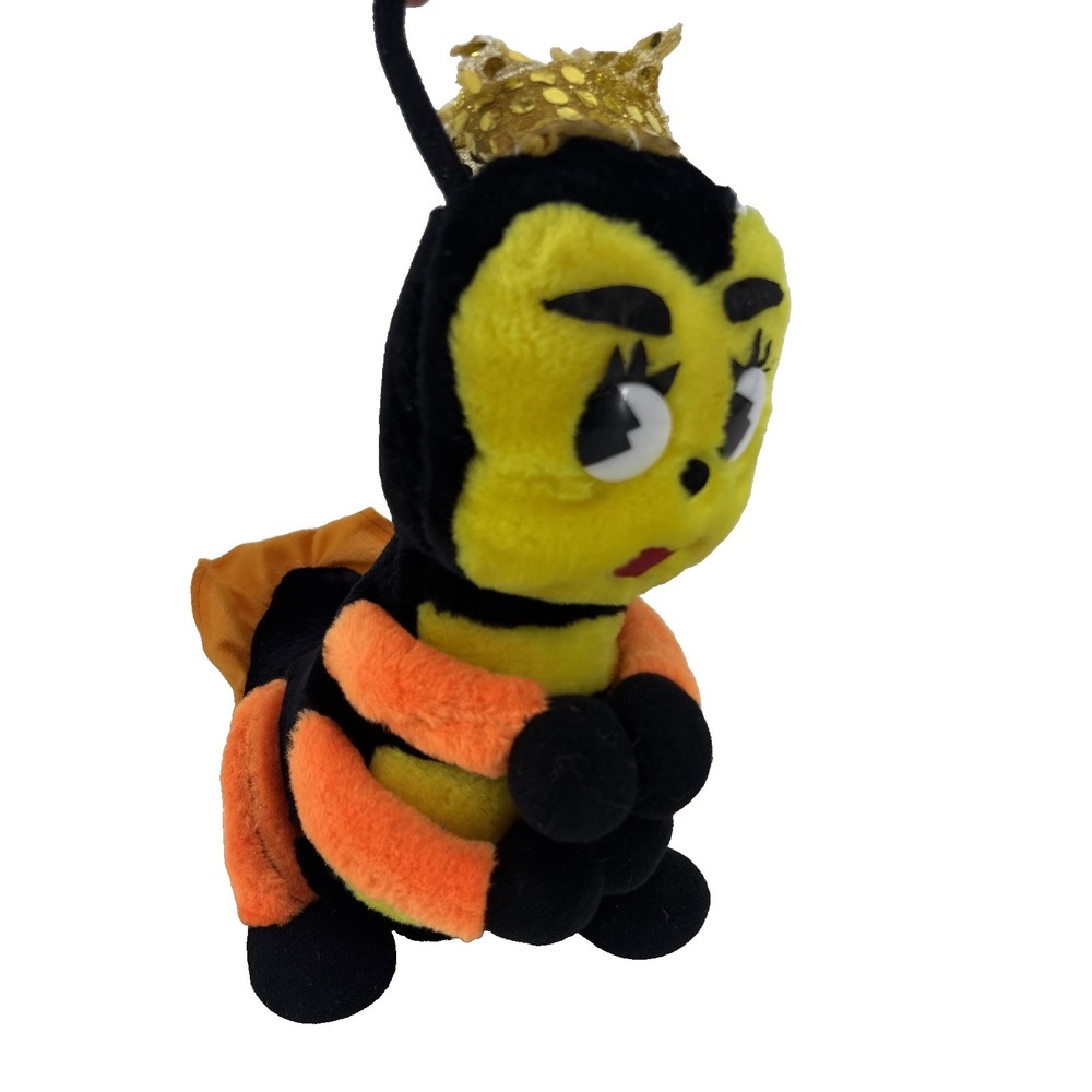 Vintage Bumble Bee Plush Queen Bee DGE Corp Stuffed Animal 1998 Crown Gold Wings